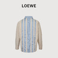 Loewe Anagram Vertical Stripe Embroidered Wool-Blend Long Sleeve Shirt – Sky Blue