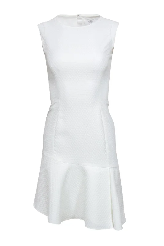 Reiss - White Textured A-Line "Gem" Dress w/ Asymmetrical Flounce Sz 2 Lounge unclassified dresses