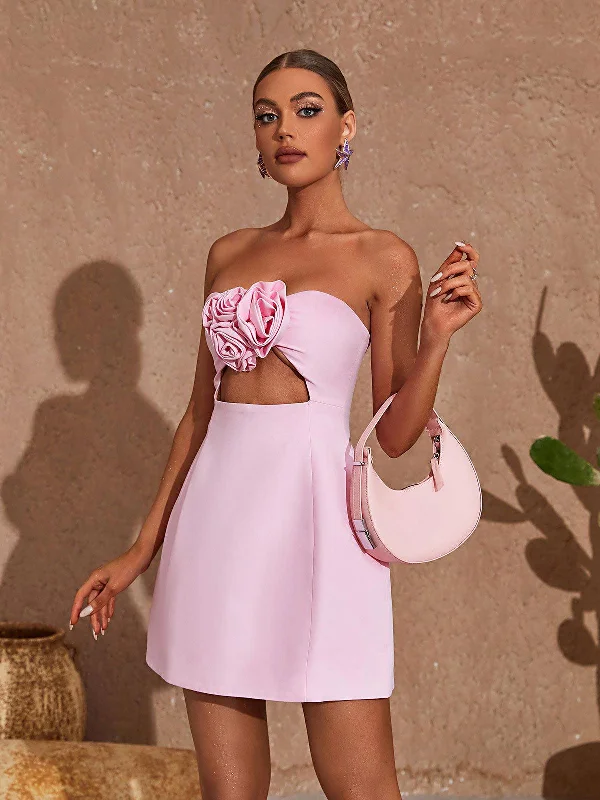 Kinsley Strapless Cutout Mini Dress In Pink Holiday unclassified dresses