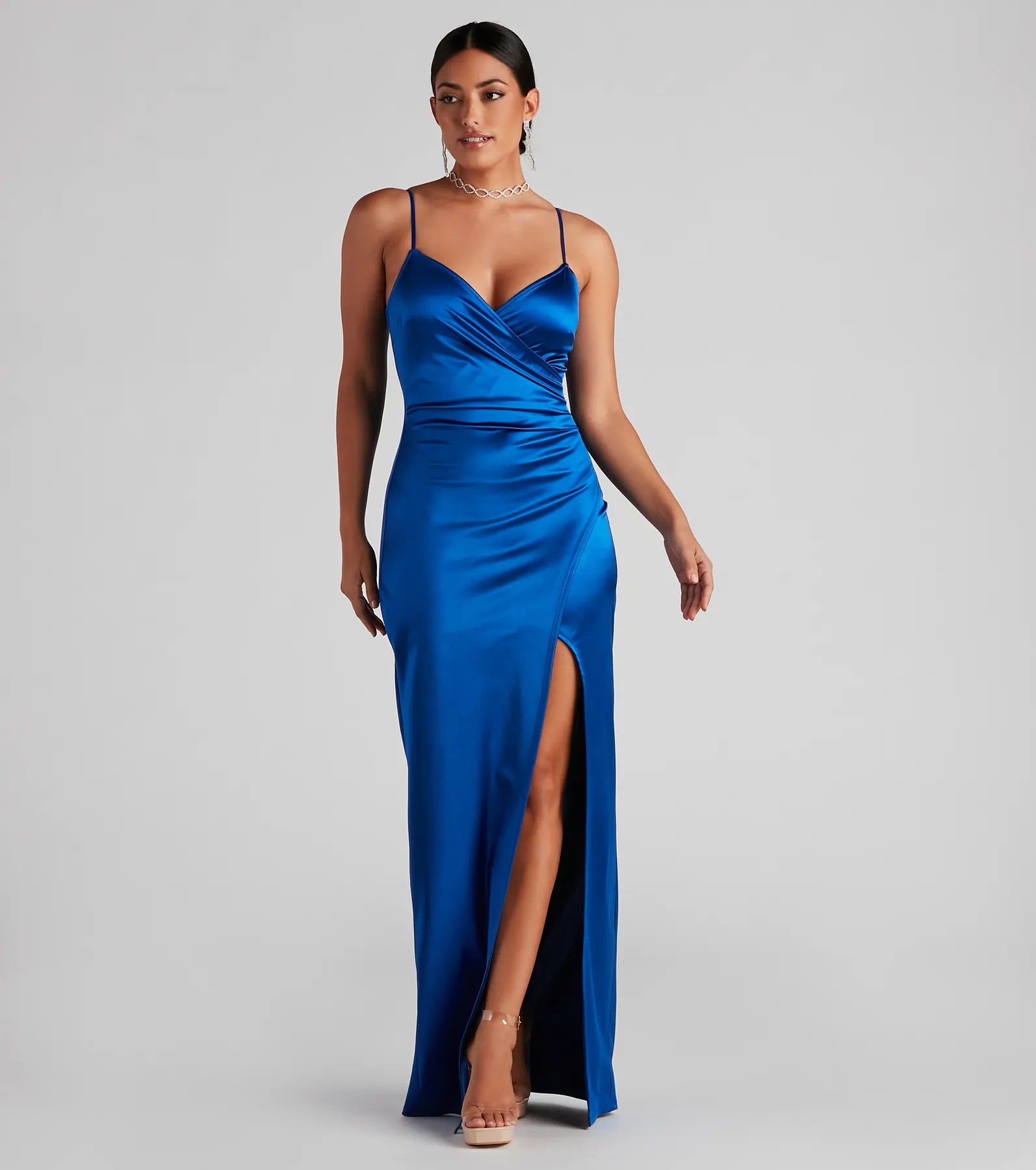 Jolina Wrap Skirt Satin Dress Chiffon unclassified dresses