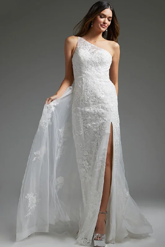 Jovani -JB37601 One Shoulder Lace Applique Bridal Dress Festival unclassified dresses Jovani -JB37601 One Shoulder Lace Applique Bridal Dress Festival unclassified dresses