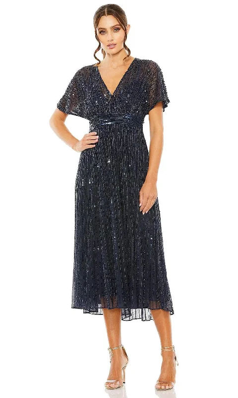 Mac Duggal 14007 - V-Neck Linear Beaded Evening Dress Travel unclassified dresses