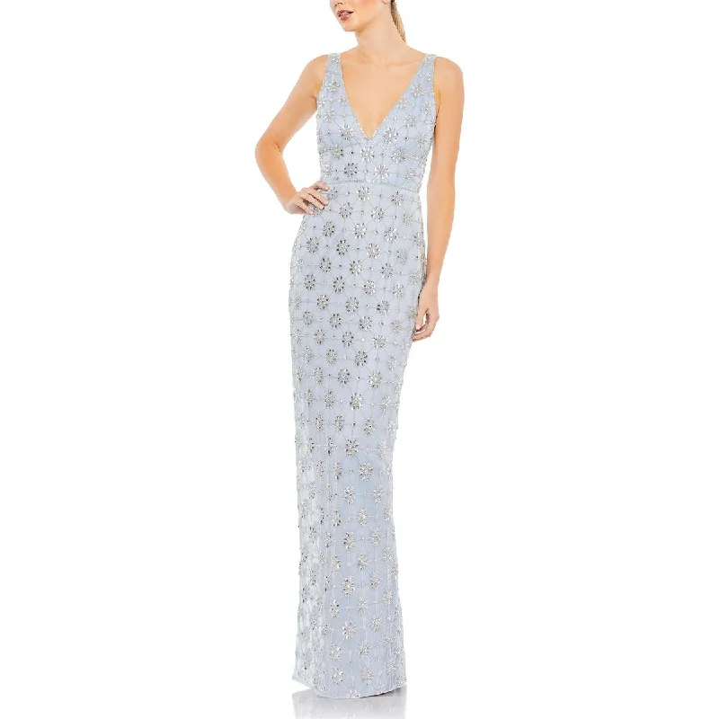 Mac Duggal Womens Embellished V-Neck Evening Dress Tiered unclassified dresses