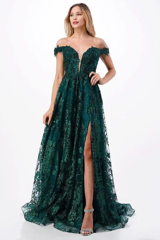 Aspeed Design -L2621 Off Shoulder Glitter A Line Dress Unique unclassified dresses