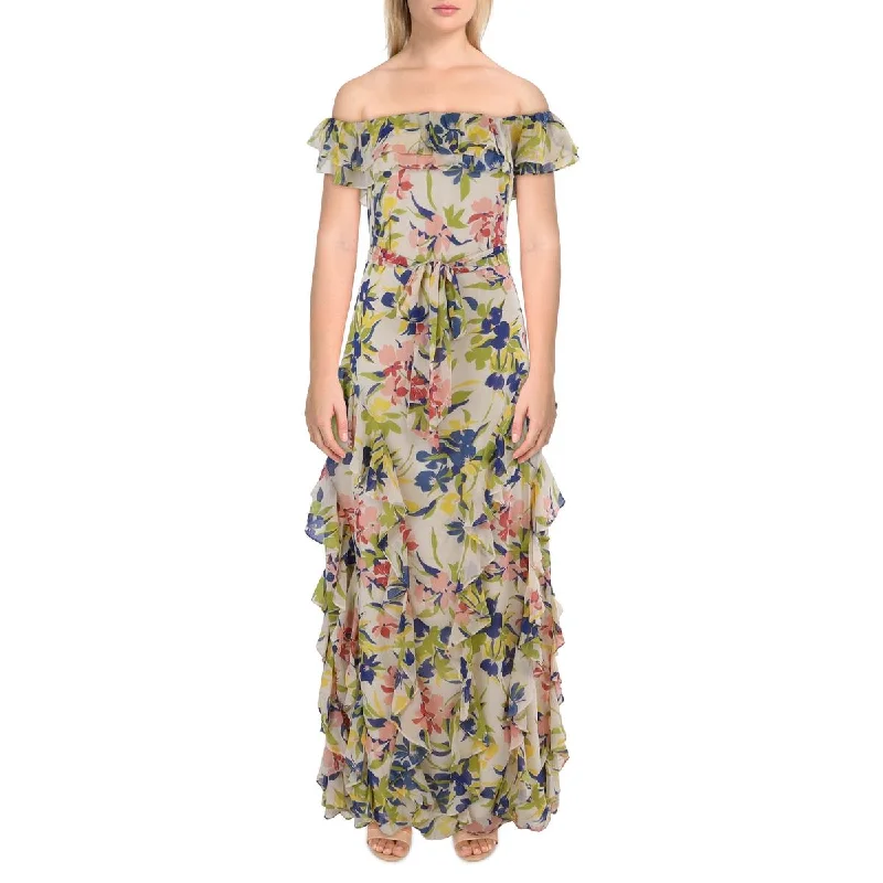 Lauren Ralph Lauren Womens Maxi Ruffled Evening Dress Short unclassified dresses